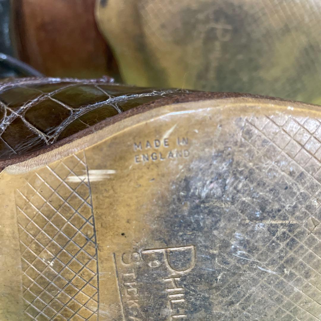 クロコ革靴　ブラウン　ビンテージシューズ　サイズ5〜5.5