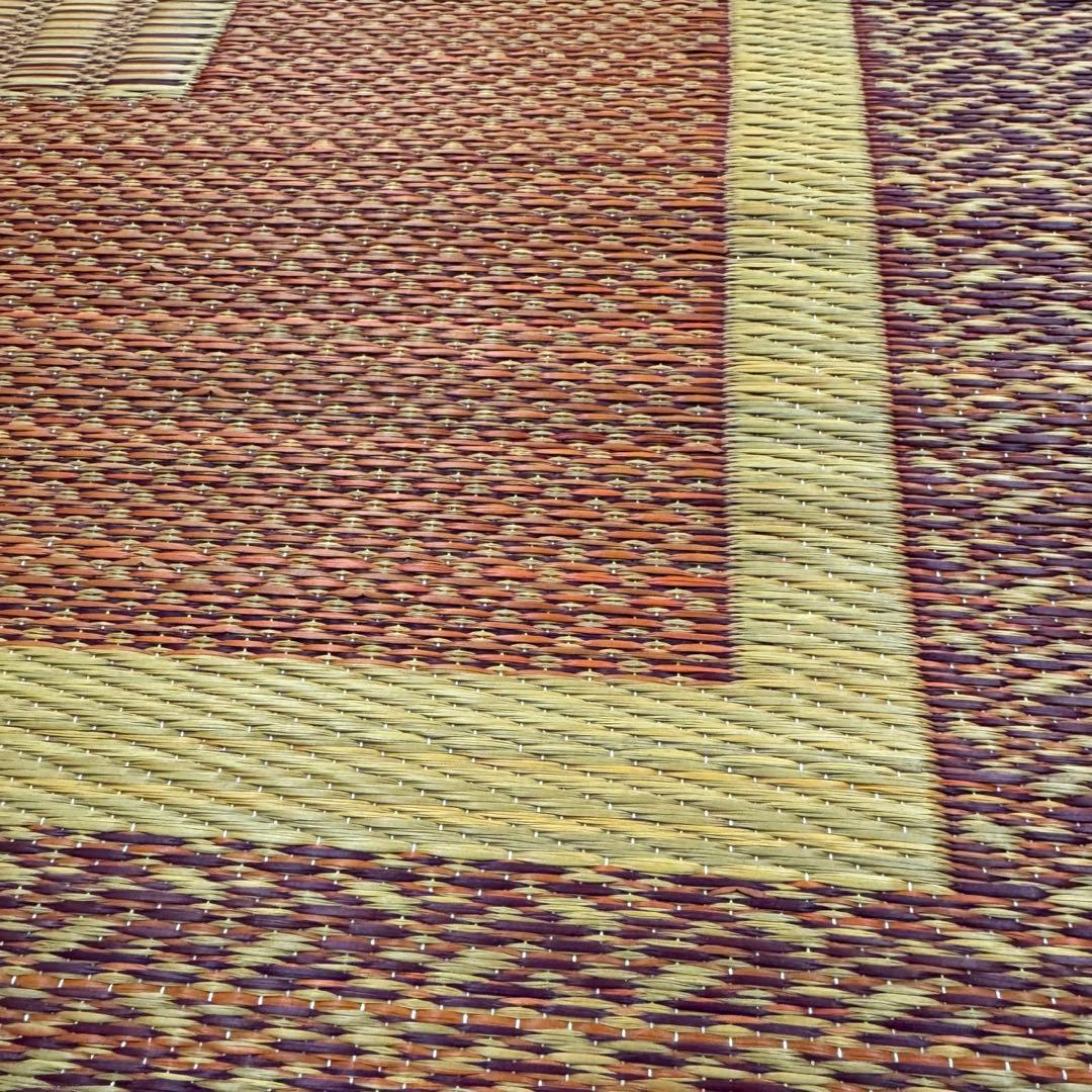 イケヒコ い草 花ござ ラグ カーペット 総色 ワイン 日本製 江戸間6畳