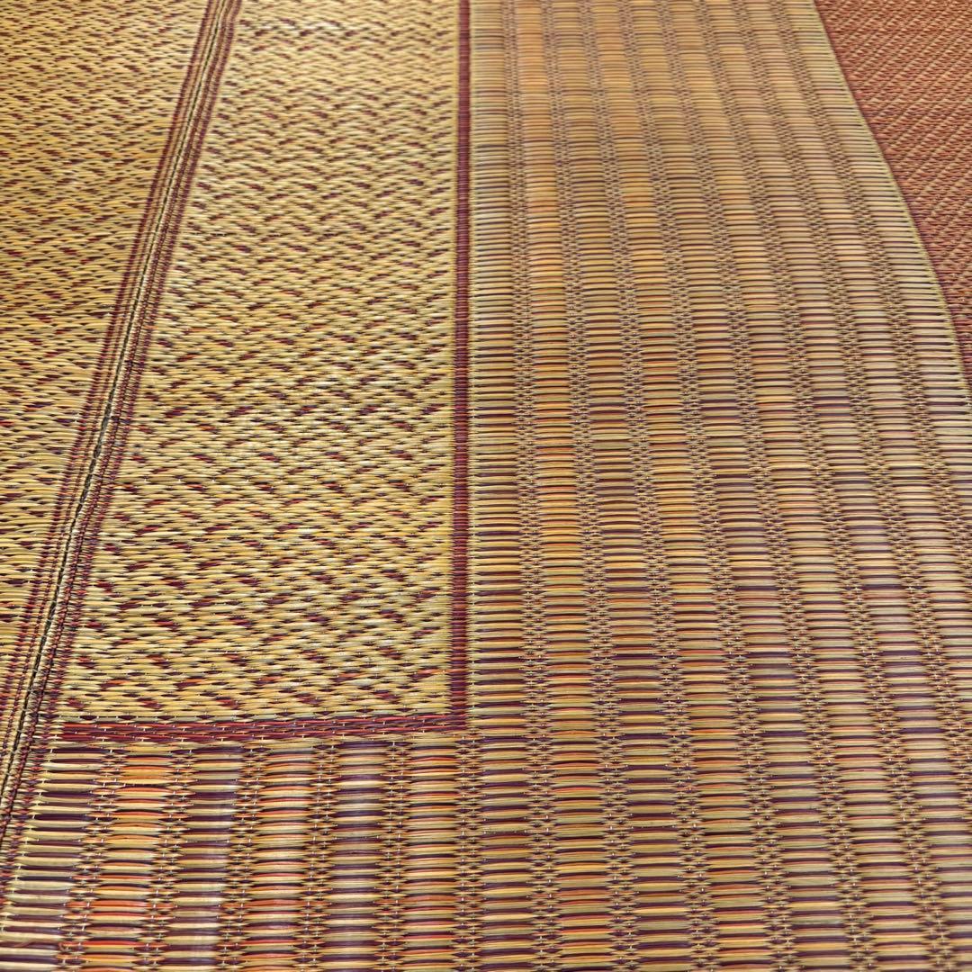 イケヒコ い草 花ござ ラグ カーペット 総色 ワイン 日本製 江戸間6畳