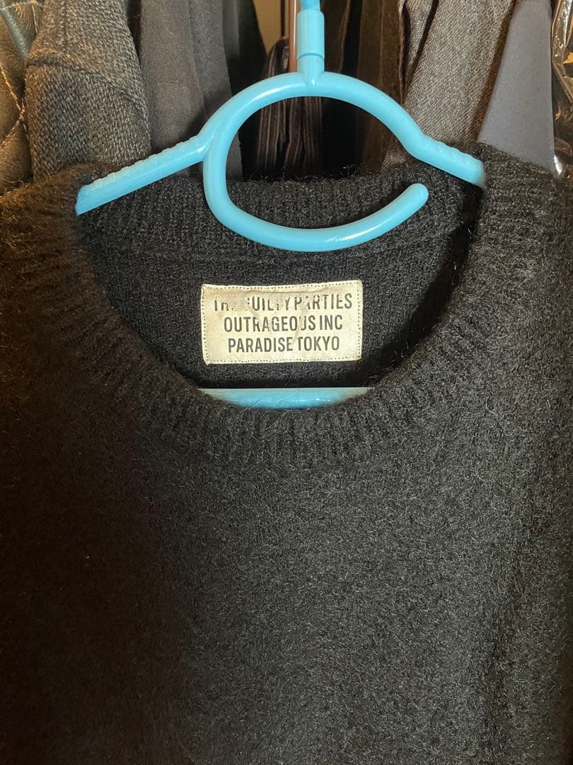 ワコマリア モヘア 厚手ニット・セーター　ブラック