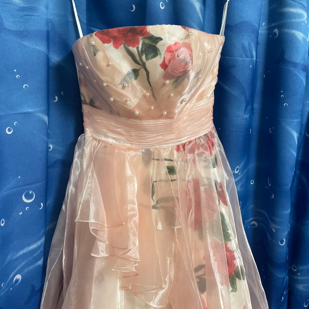 花柄ドレスパニエ付、編み上げ、新品未使用