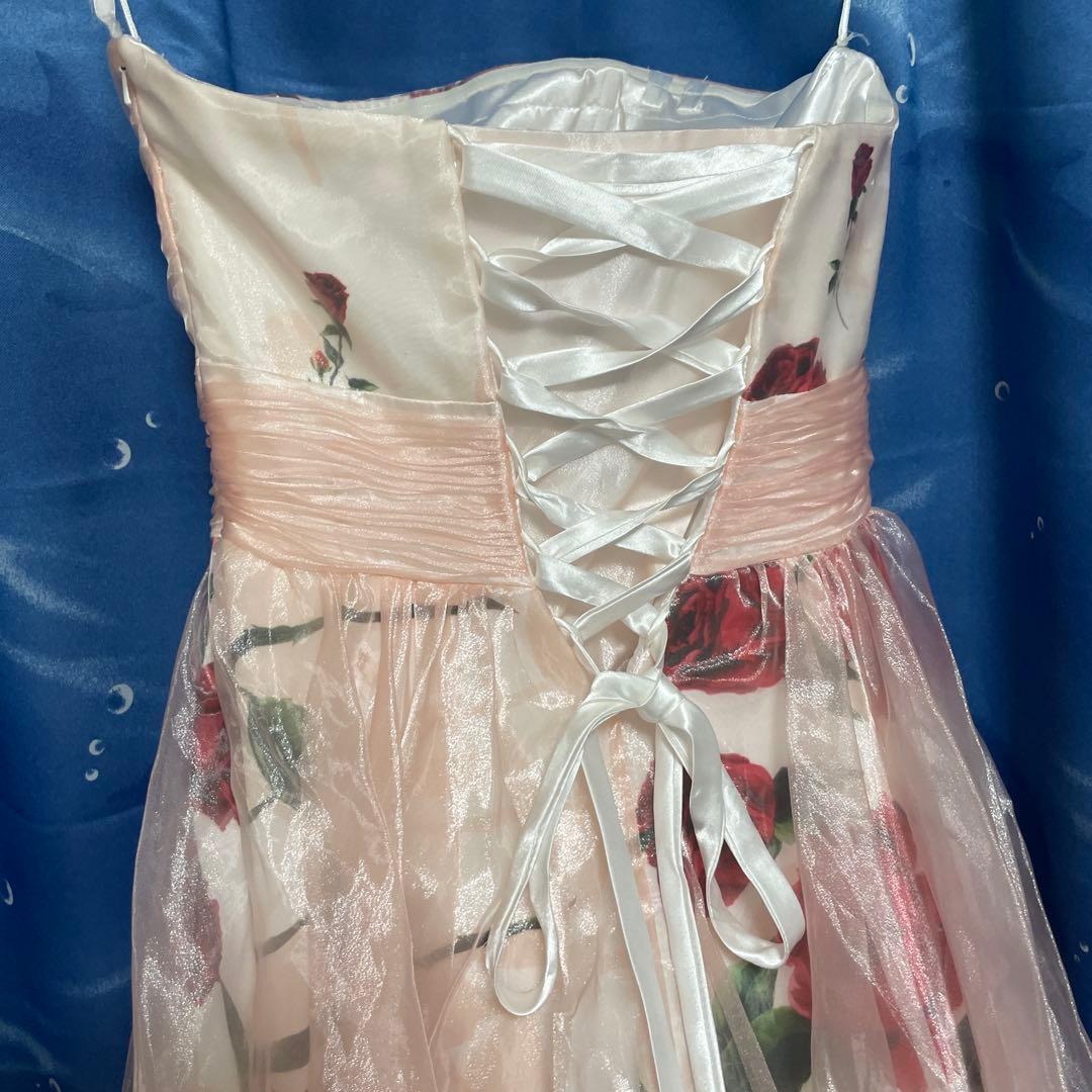 花柄ドレスパニエ付、編み上げ、新品未使用