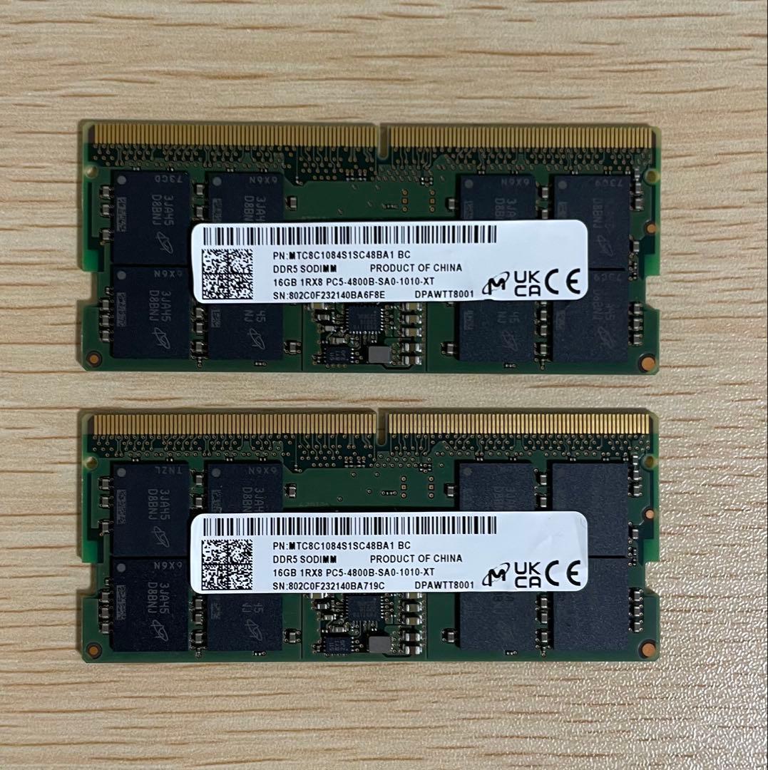 DDR5-4800 SODIMM 16GBx2枚 32GB ノート用メモリー