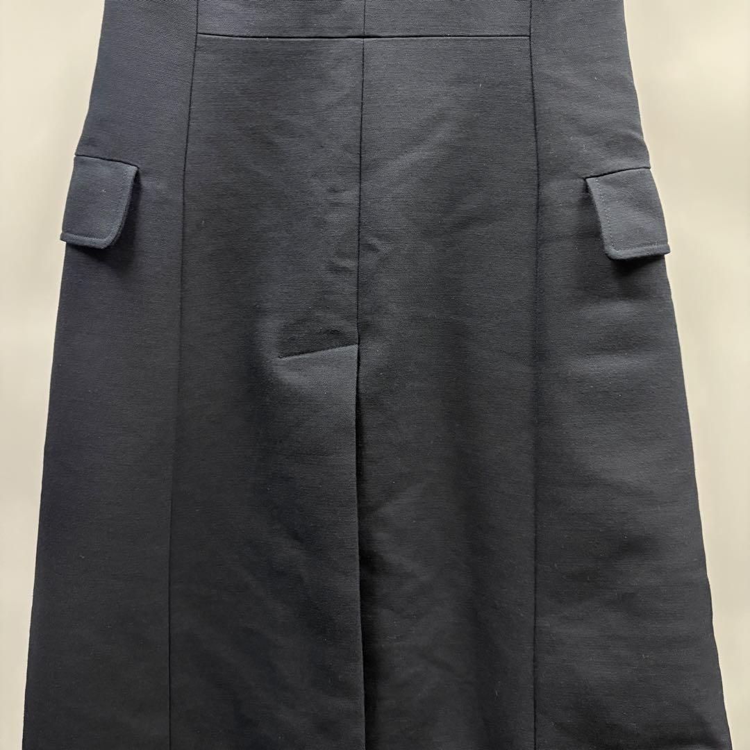 【N30】真贋済　HERMES エルメス　ジレ　ロングベスト　ネイビー　ウール