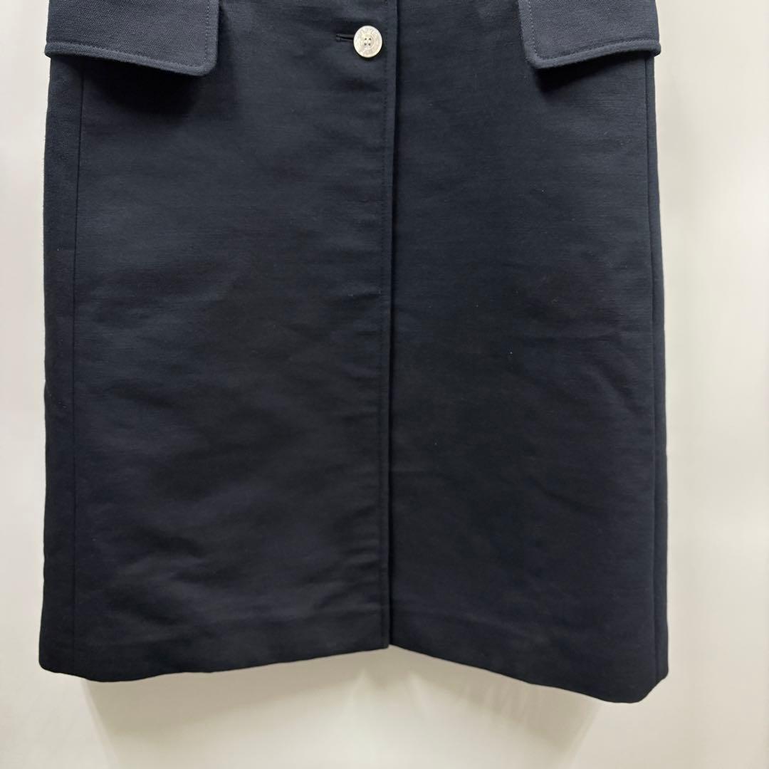 【N30】真贋済　HERMES エルメス　ジレ　ロングベスト　ネイビー　ウール