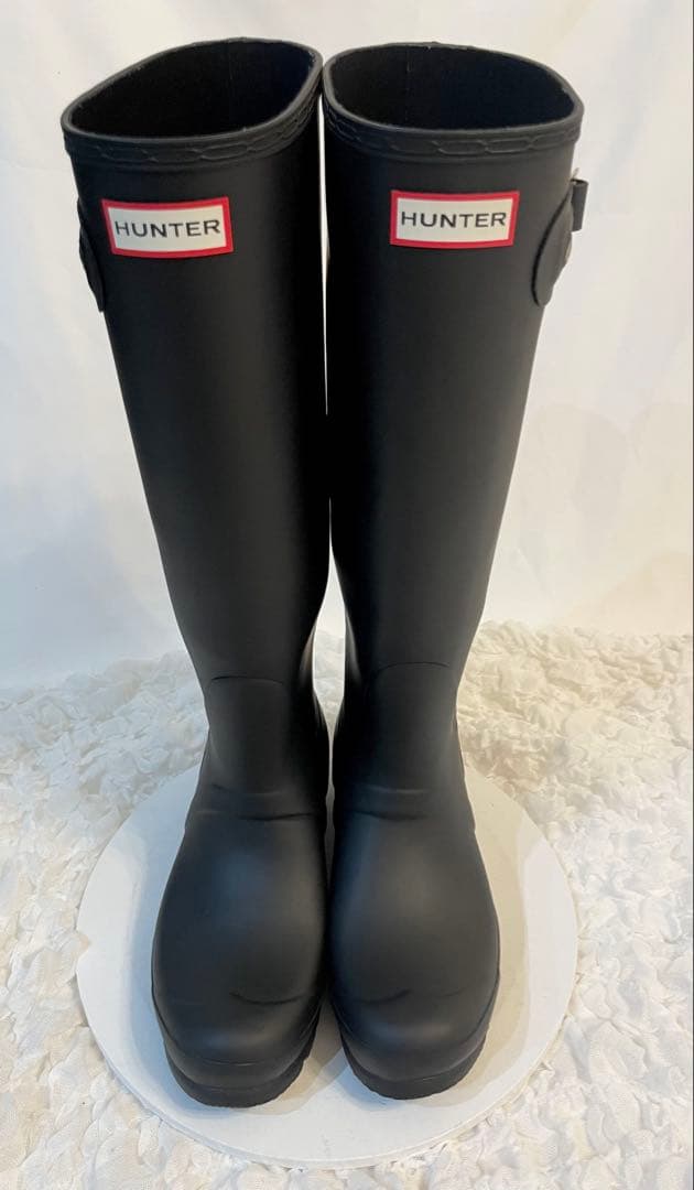 ✨未使用級✨訳あり大特価‼️HUNTER ブラック 長靴 バックル付き　25