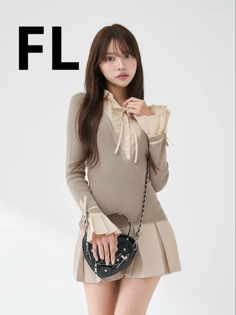 Darich シャツドッキングプリーツミニワンピース GRY グレー FL