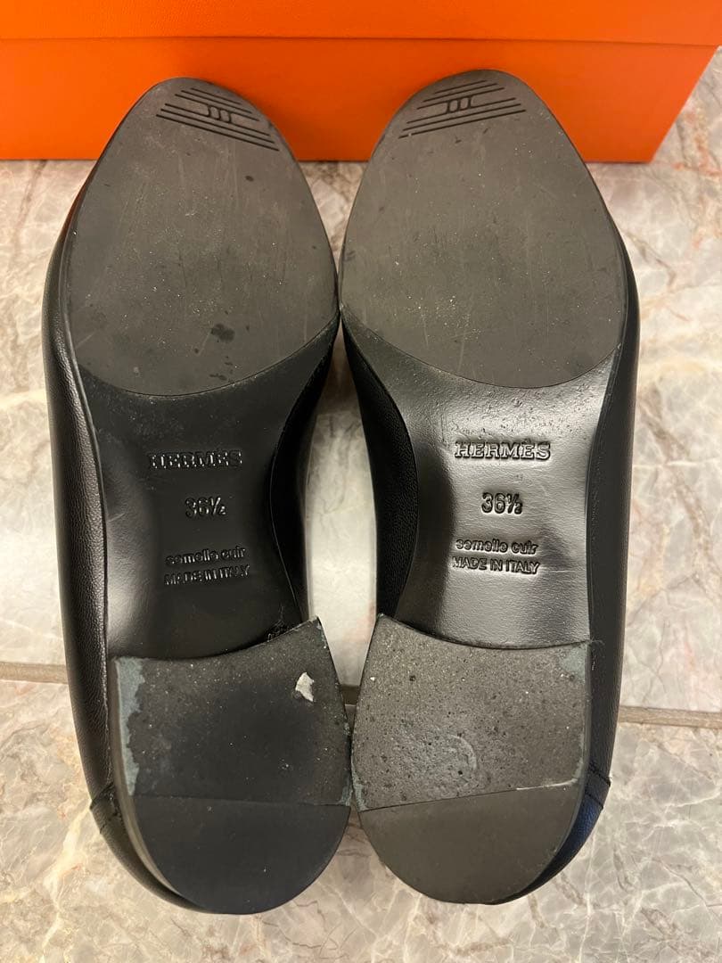 HERMES エルメス　モカシン ロワイヤル　36.5 ブラック✖️ピンク