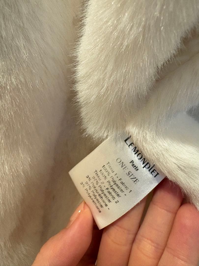 Lemonplet レモンプレット　エコファーフーデッドポンチョ　オフホワイト