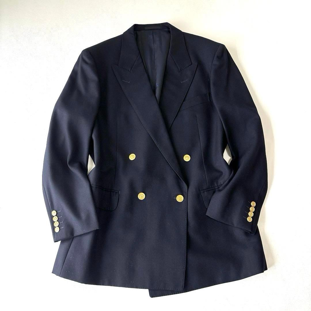 極美品✨稀少XL バーバリーズ 紺ブレ 金ボタン ダブルブレスト テーラード