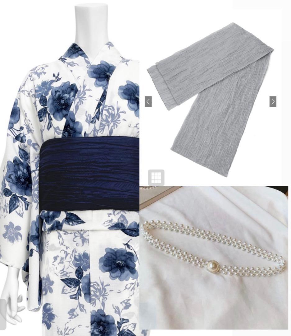 GRL 水彩花柄浴衣セット[gi1519] ラメシアーしわ兵児帯[km118]