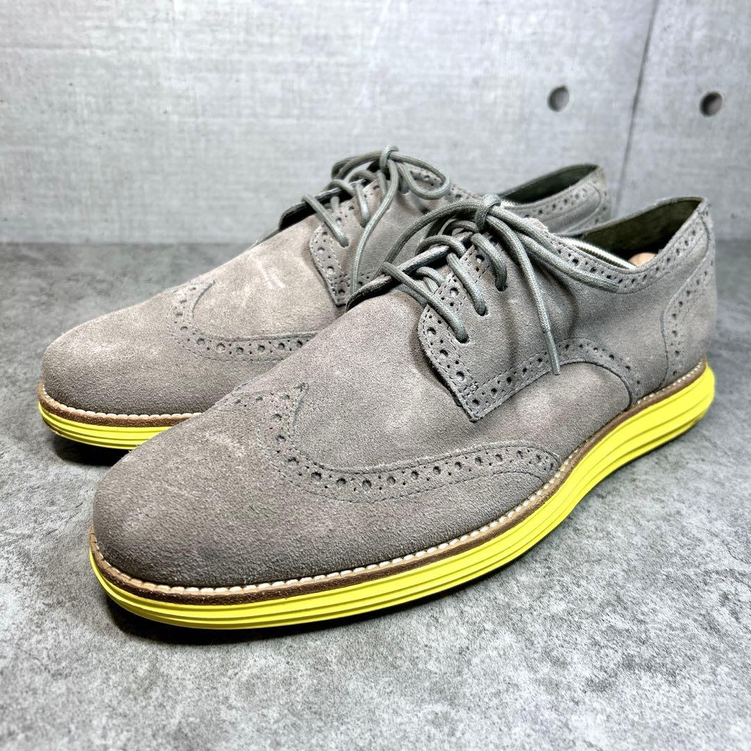 未使用級【コールハーン】ルナグランド/ウイングチップ/革靴/スウェード/軽量/灰