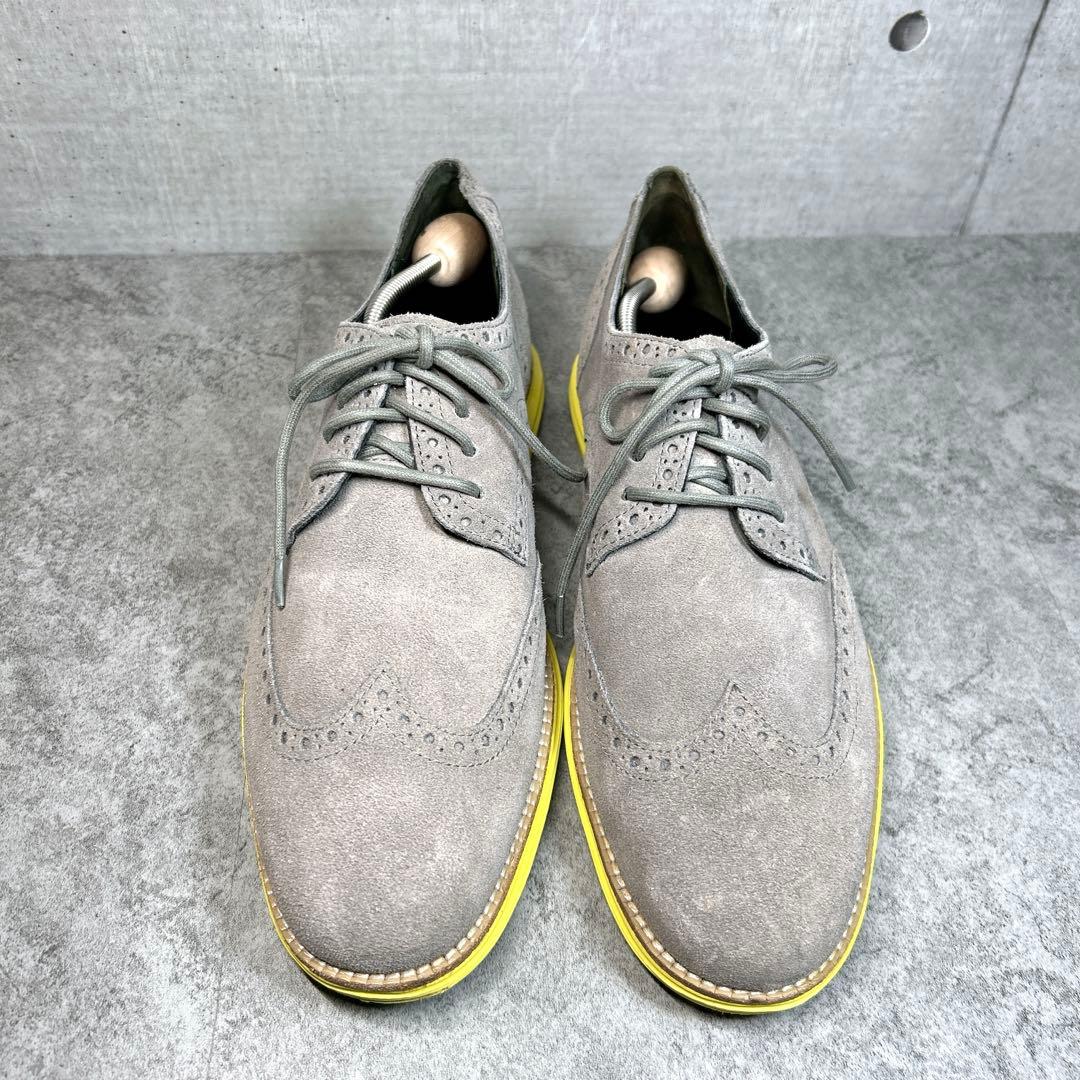 未使用級【コールハーン】ルナグランド/ウイングチップ/革靴/スウェード/軽量/灰