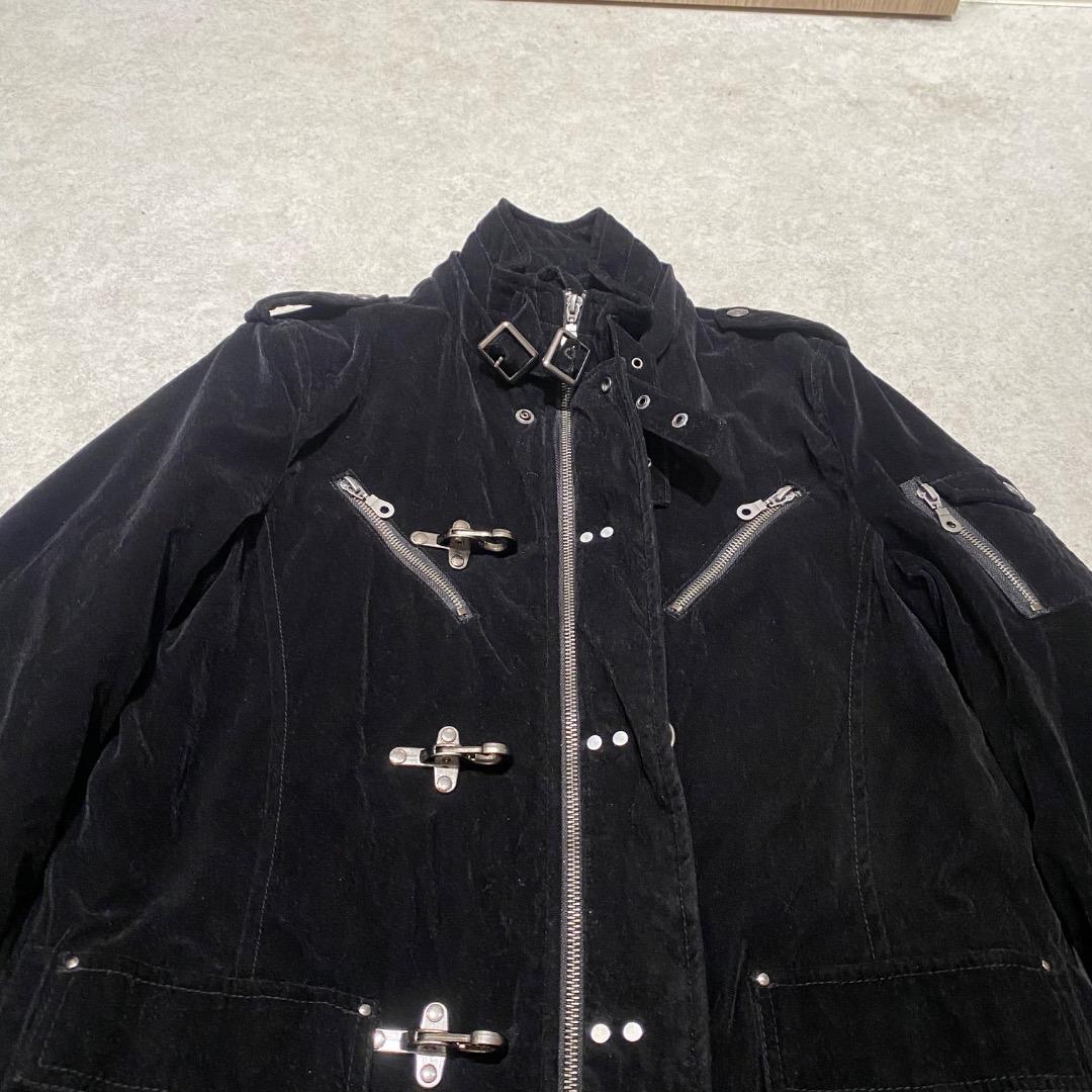 ネオお兄系 パンクy2k v系 ネックベルト ファスナー ギミック ベロアコート