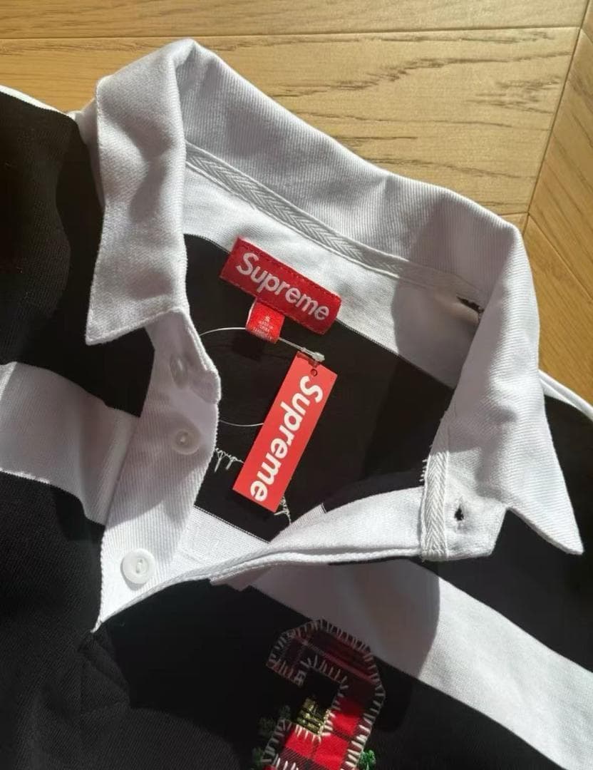 Supreme ストライプ長袖ポロシャツ 新品タグ付き