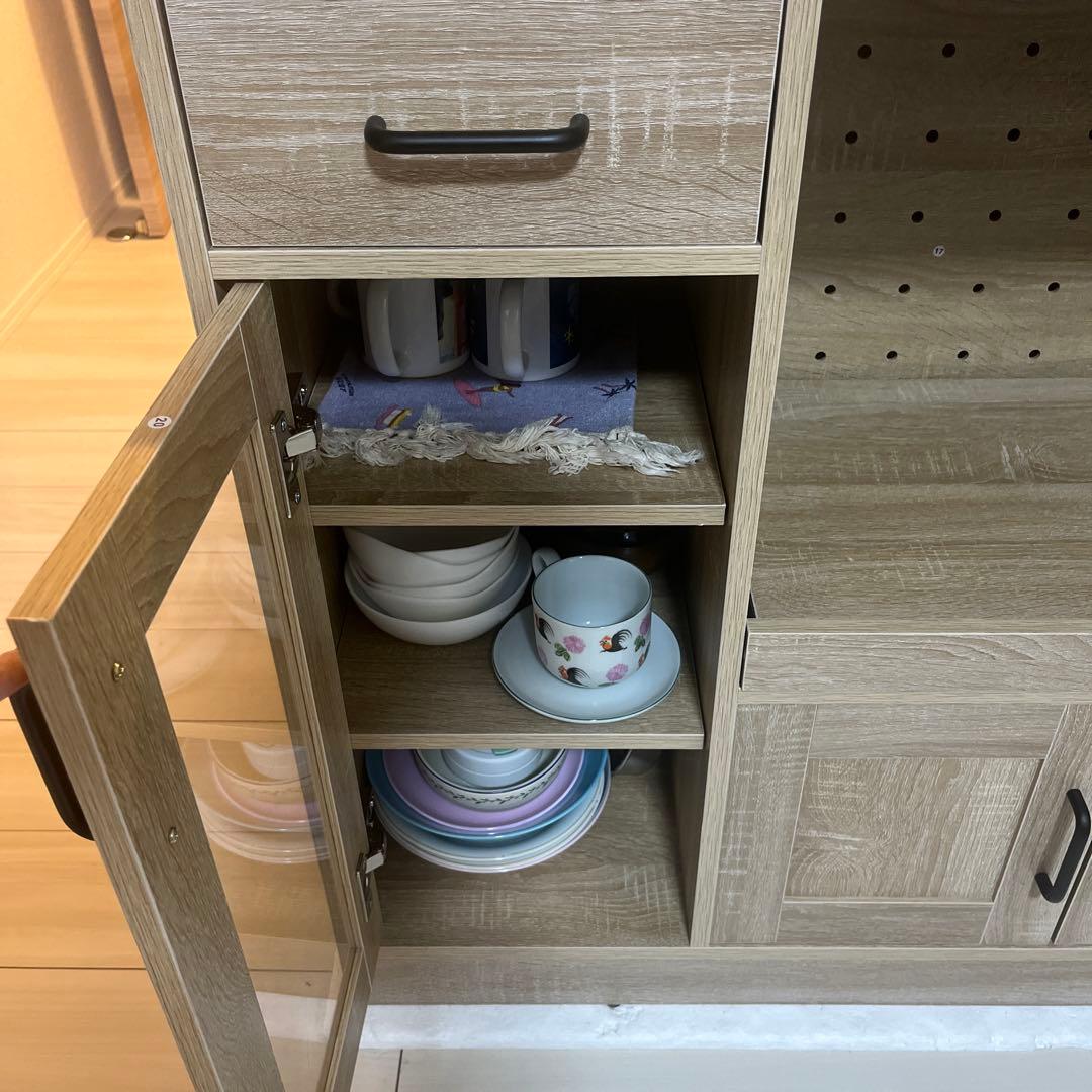 食器棚 収納棚 レンジ台 キッチン収納 ２口コンセント　組み立済 状態綺麗！