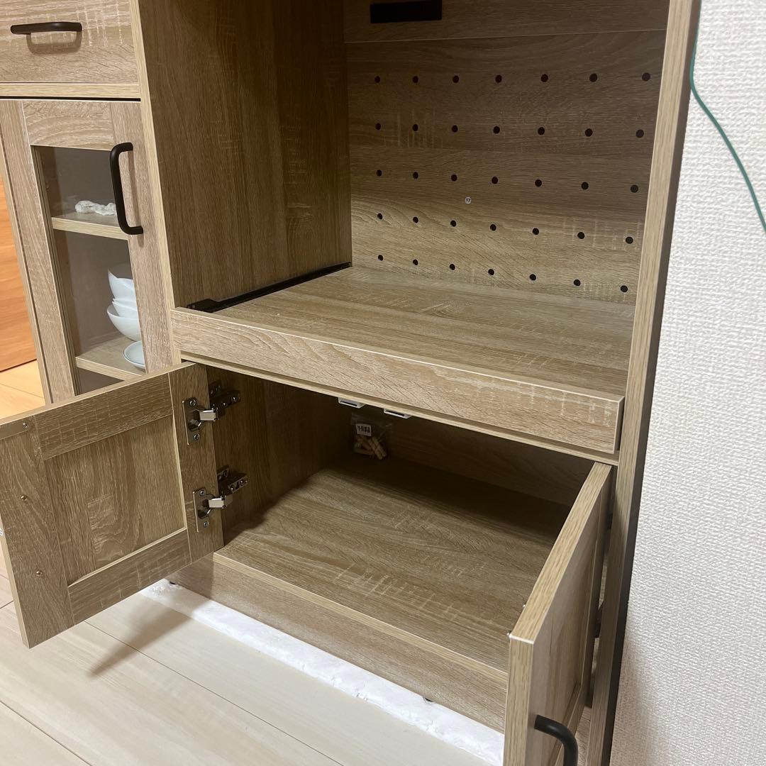 食器棚 収納棚 レンジ台 キッチン収納 ２口コンセント　組み立済 状態綺麗！