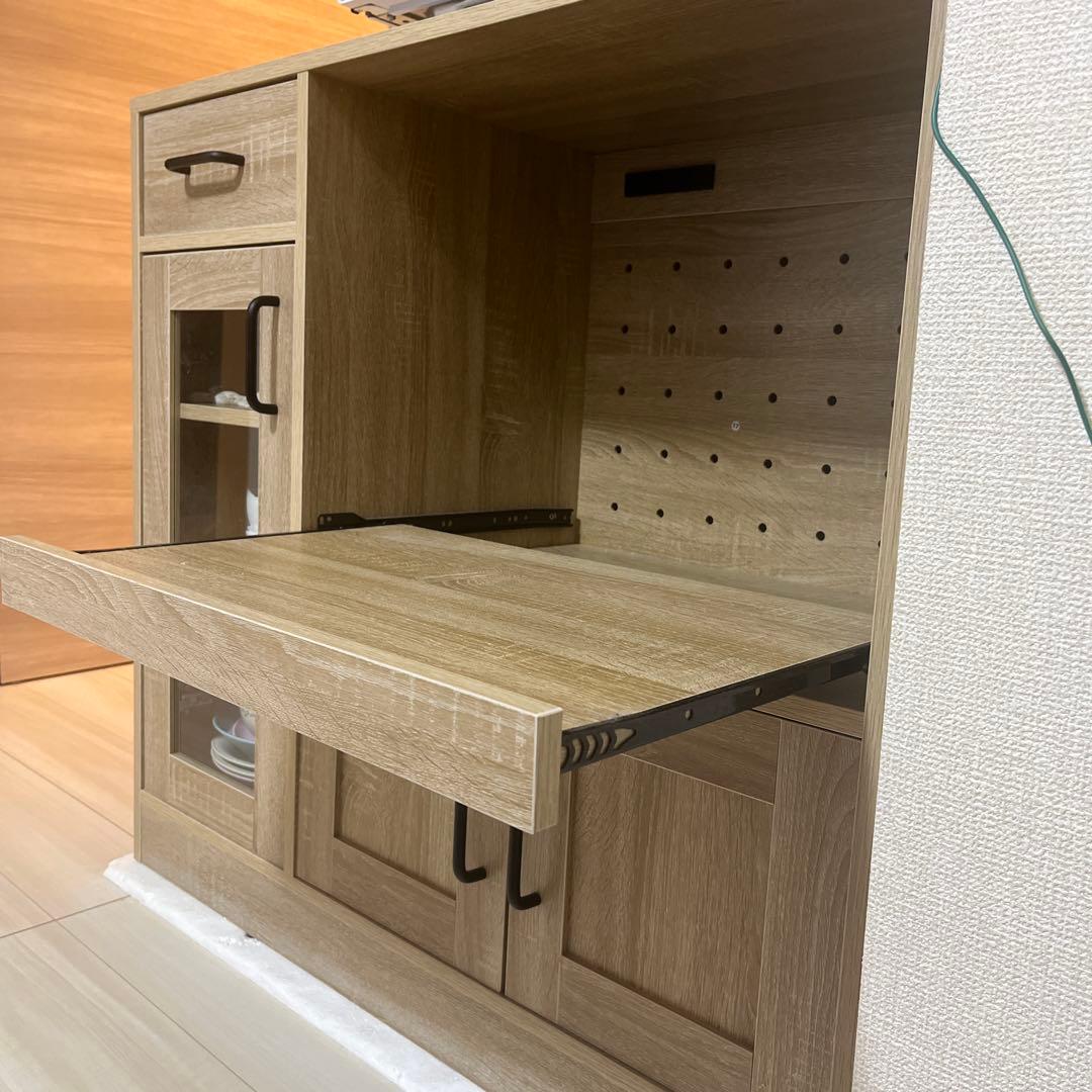 食器棚 収納棚 レンジ台 キッチン収納 ２口コンセント　組み立済 状態綺麗！