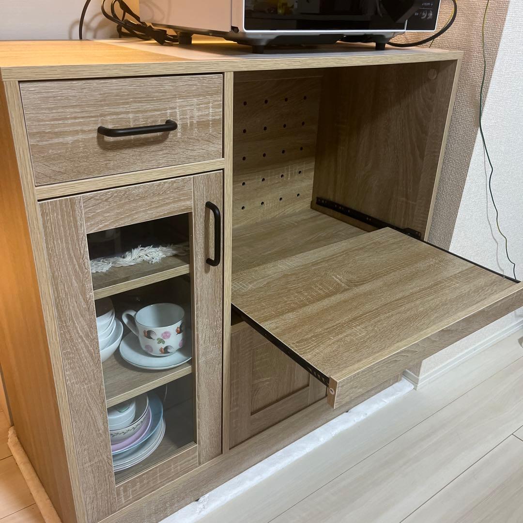 食器棚 収納棚 レンジ台 キッチン収納 ２口コンセント　組み立済 状態綺麗！