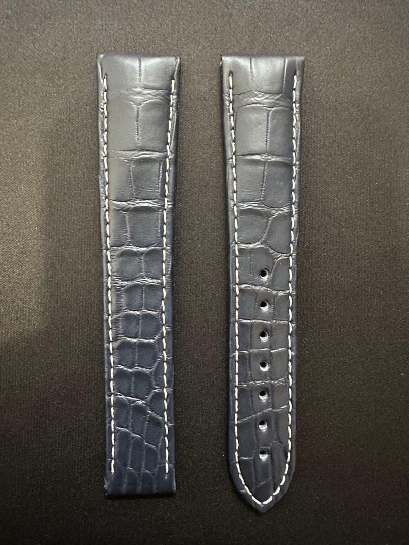 【純正品】OMEGA ネイビーアリゲーターレザーストラップ 19mm