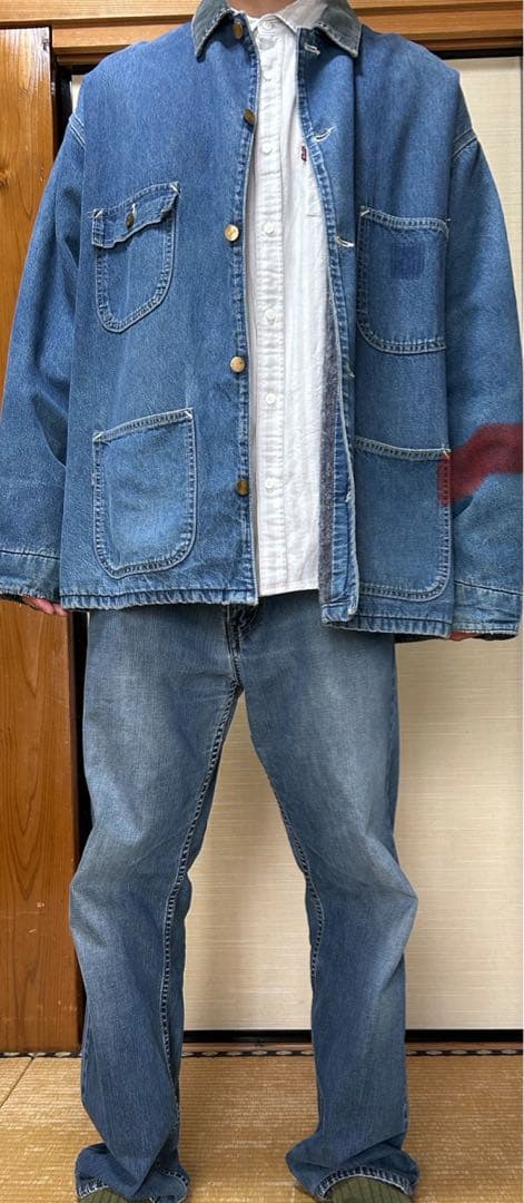 carhartt デニムカバーオール チェック裏地付き