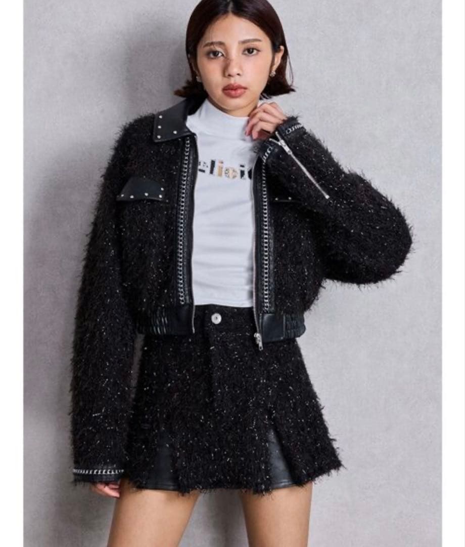 gyda ラメツイードチェーンジャケット