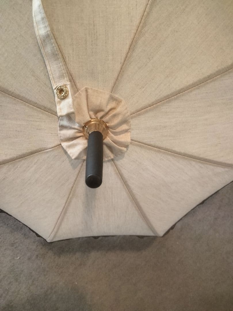 高級Pierre Vaux ピエールヴォー リネン 黒レース 日傘 フランス製