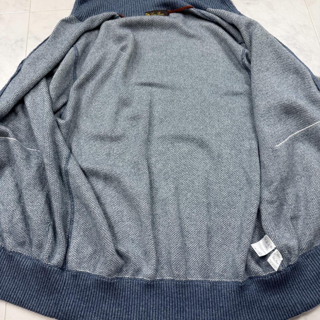 ロロピアーナ ニット カシミア シルク ブルー ドライバーズニット Lサイズ