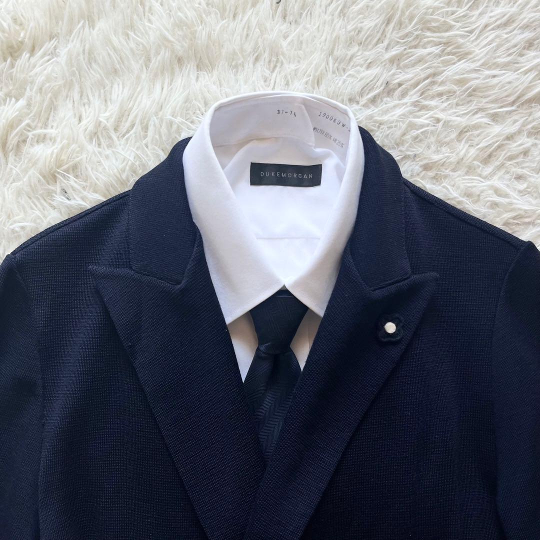 <美品>LARDINI ネイビー 金ボタン ウール ニットジャケット サイズS