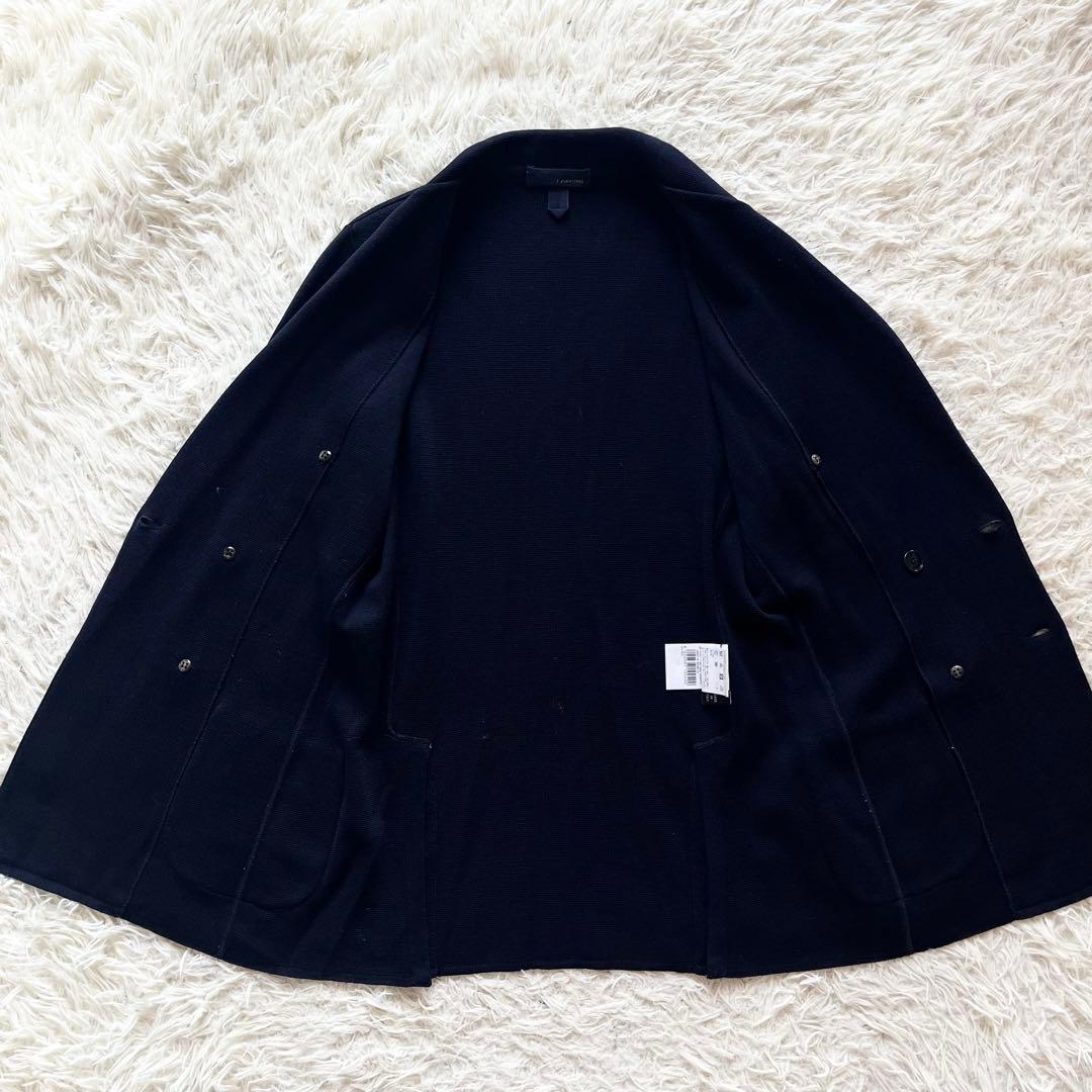 <美品>LARDINI ネイビー 金ボタン ウール ニットジャケット サイズS