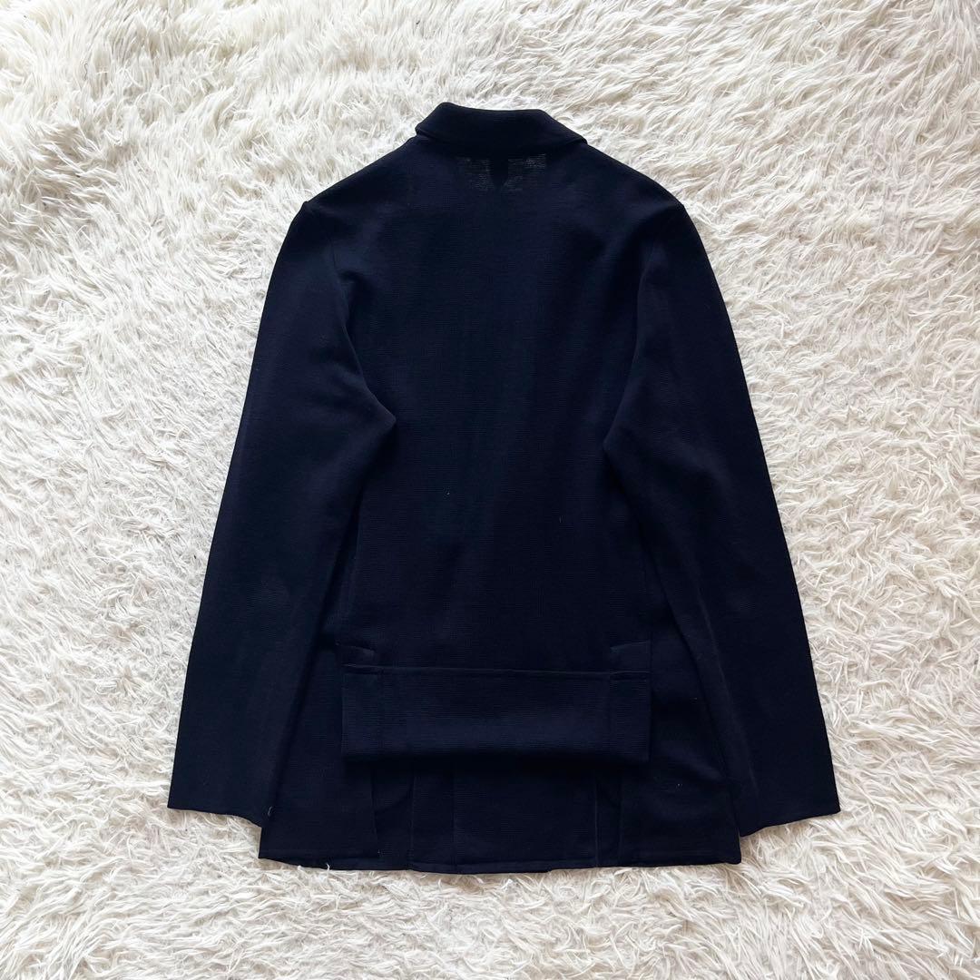 <美品>LARDINI ネイビー 金ボタン ウール ニットジャケット サイズS