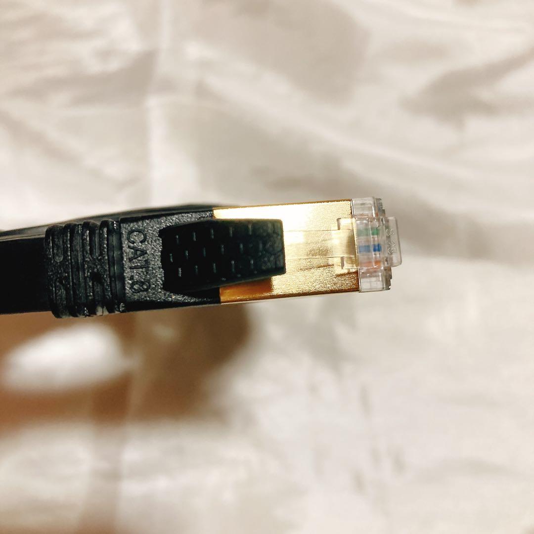 ⭐️ 2m LANケーブル CAT8 フラット 爪折れ防止 難燃性 耐候性