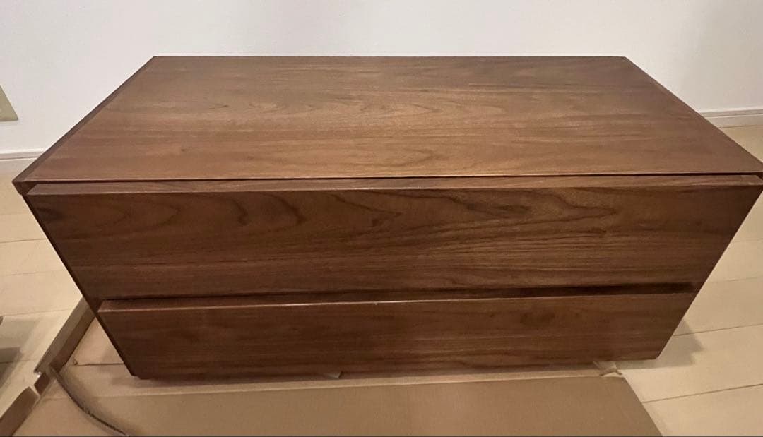 スチールユニットシェルフ用 ボックス 引出し2段 ウォールナット材突板　無印良品