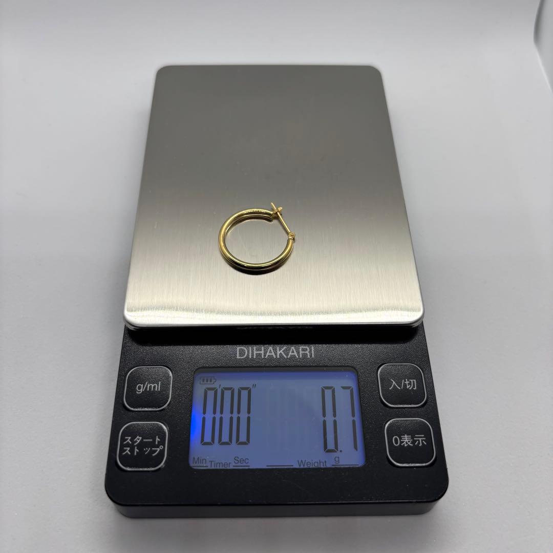K18 ピアス 0.7g フープ 18金 YG イエローゴールド