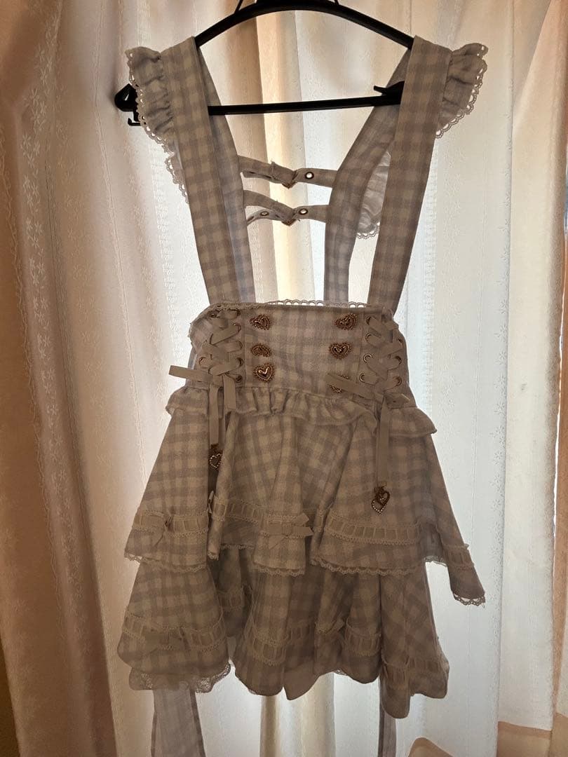 ꒰ LIZLISA ꒱ はしごリボンギンガムティアードスカパン ブルー