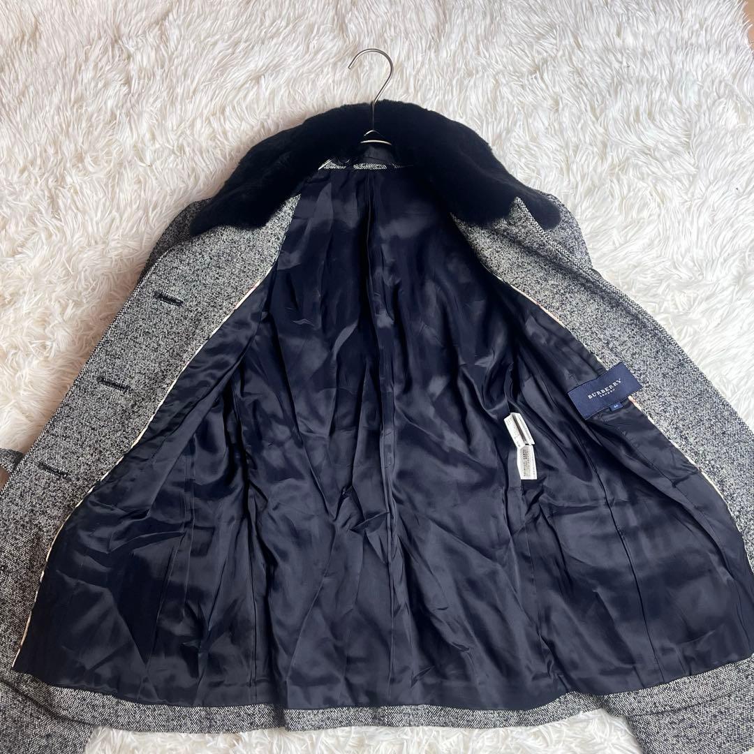 BURBERRY バーバリーロンドン ツイード ジャケット ラビットファー 40