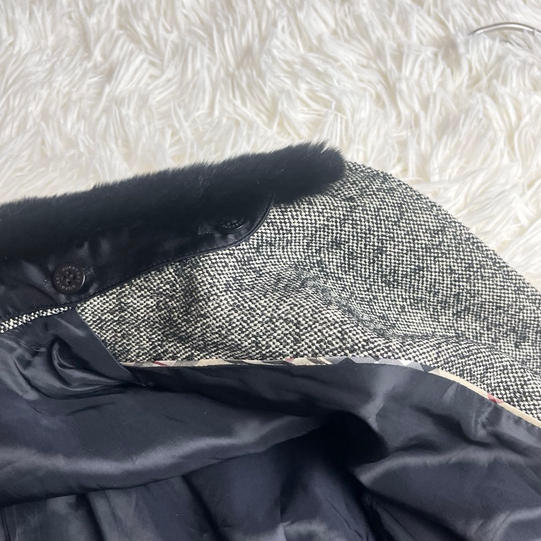 BURBERRY バーバリーロンドン ツイード ジャケット ラビットファー 40