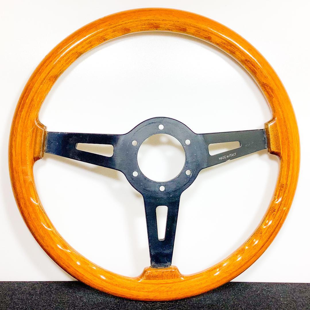 希少 ABARTH アバルト ウッドステアリング ブラックスポーク 当時物35φ