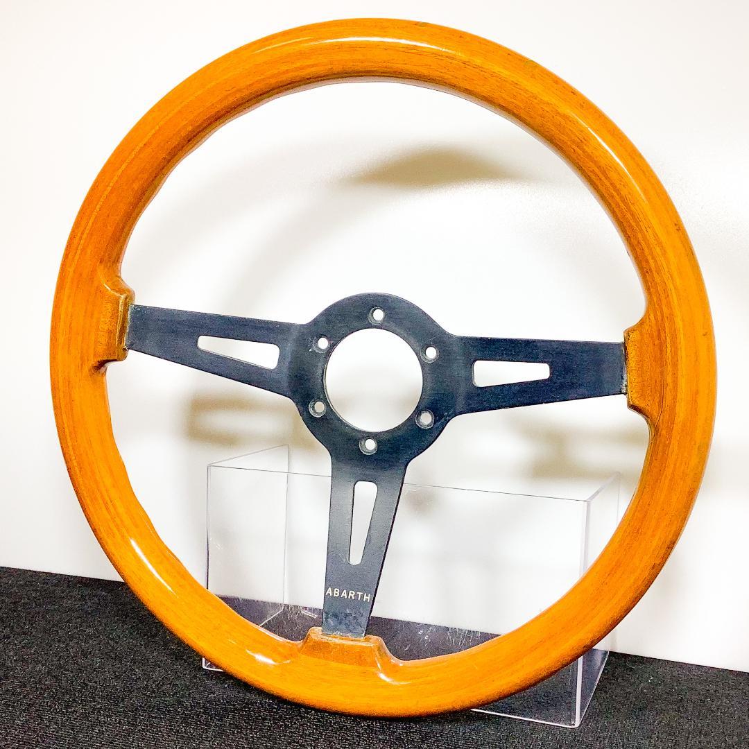 希少 ABARTH アバルト ウッドステアリング ブラックスポーク 当時物35φ