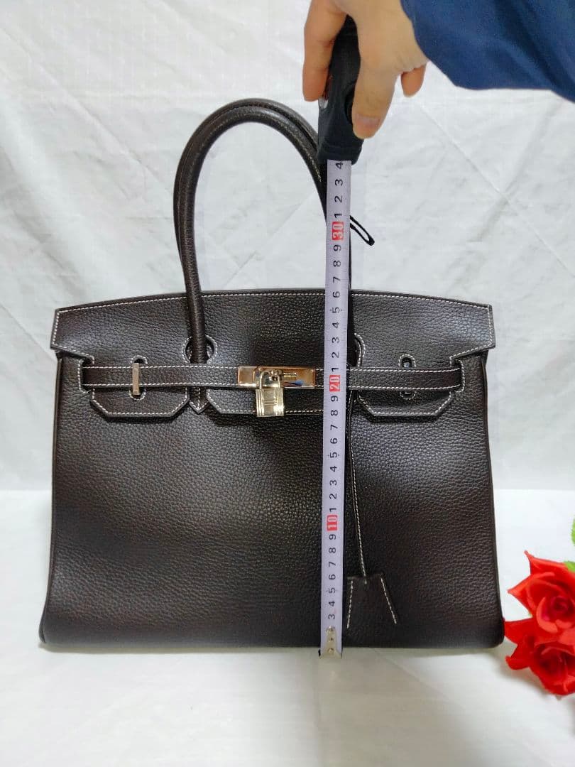 超美品 ハラリ HALLALI ハンドバッグ レザーシボ革 フランス老舗ブランド