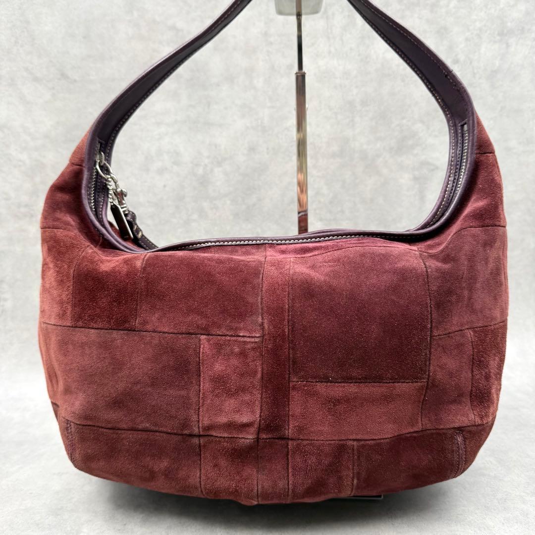 コーチ スエード エルゴ ショルダーバッグ パーチワーク ボルドー