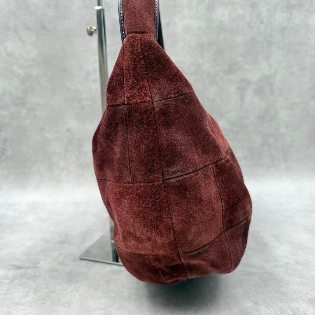 コーチ スエード エルゴ ショルダーバッグ パーチワーク ボルドー