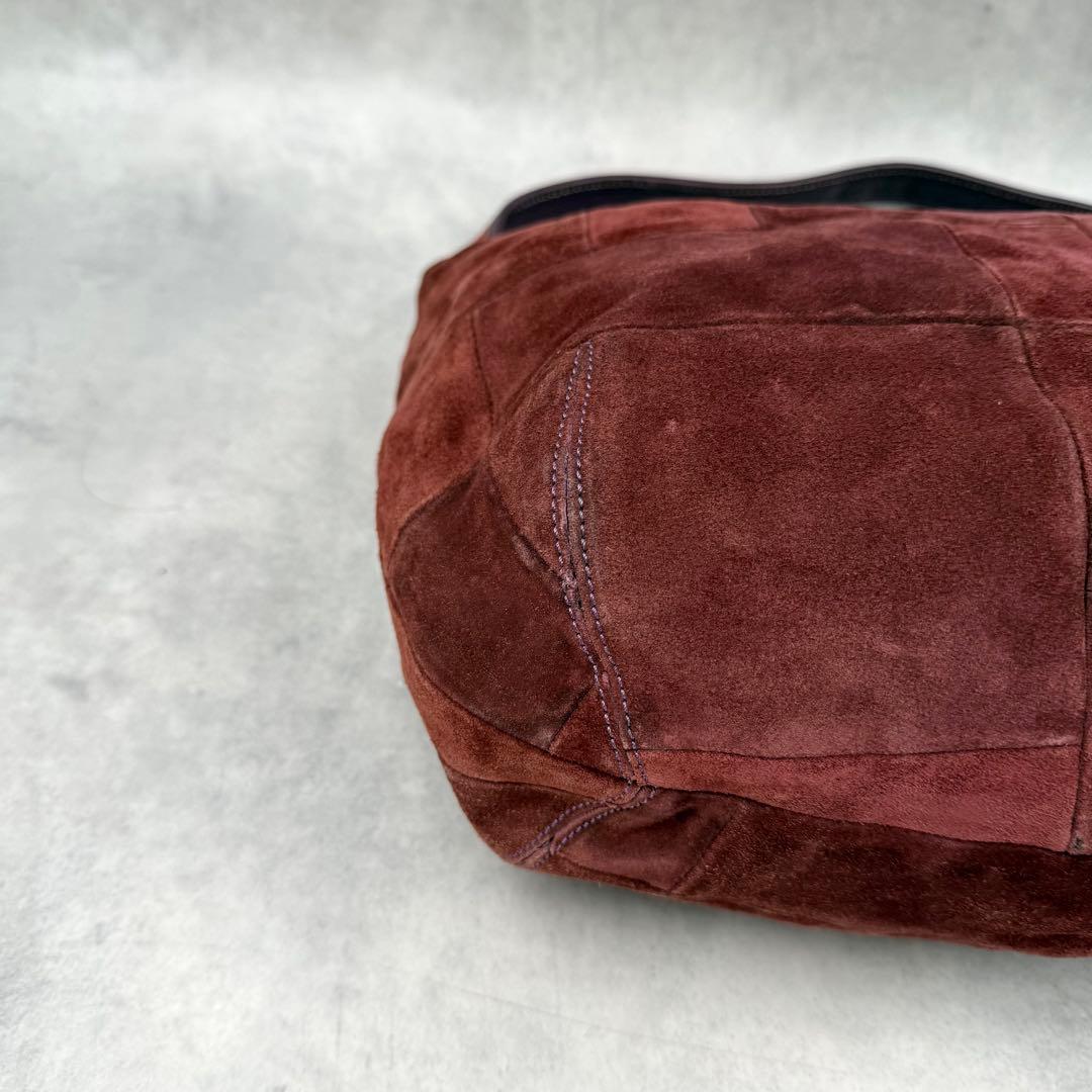 コーチ スエード エルゴ ショルダーバッグ パーチワーク ボルドー