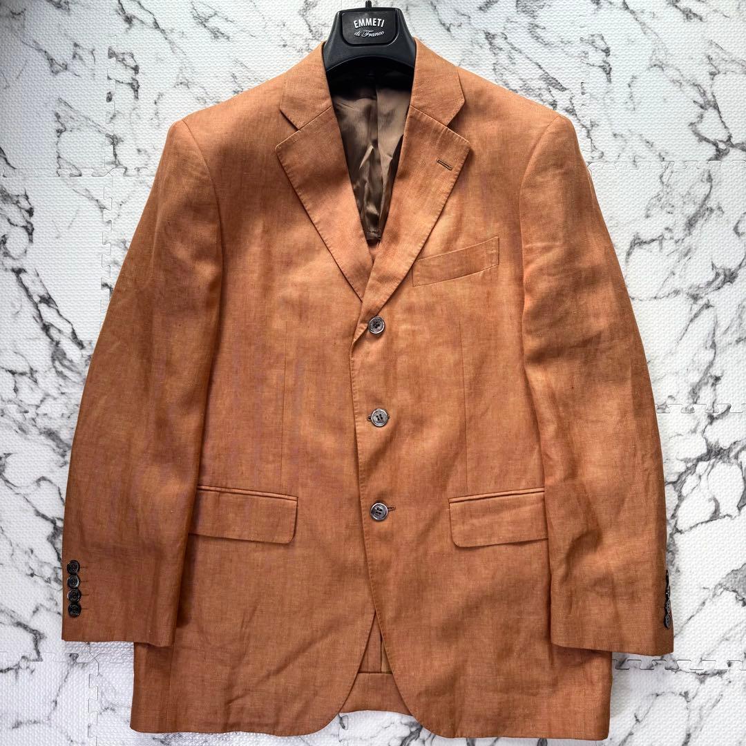 ランバンコレクション　テーラードジャケット　リネン　アンコン　シェルボタン