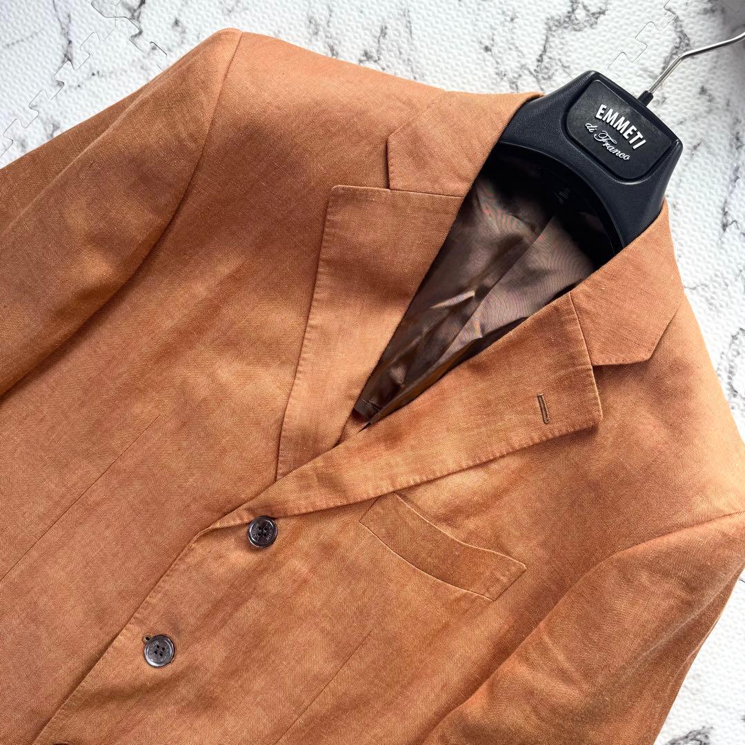 ランバンコレクション　テーラードジャケット　リネン　アンコン　シェルボタン