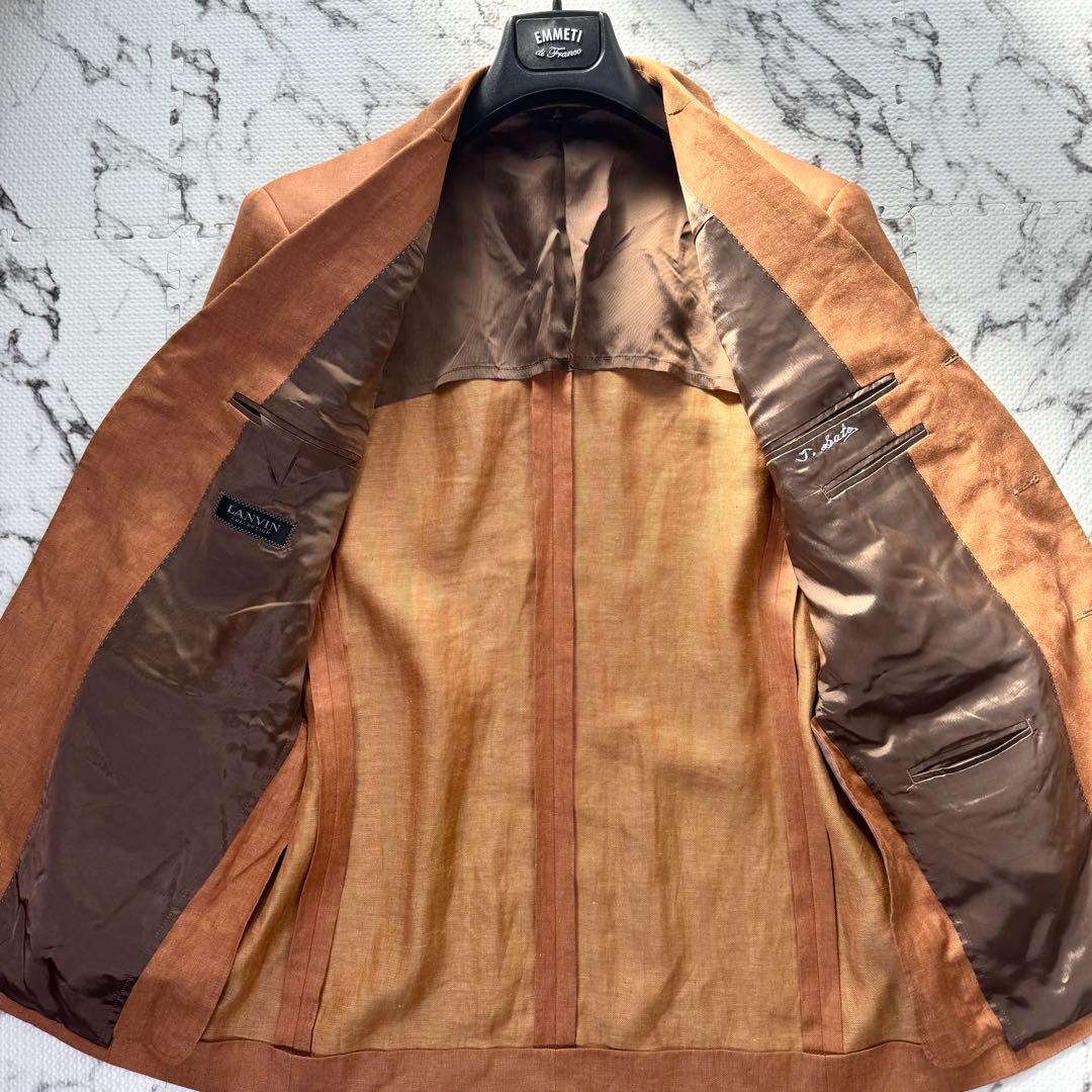 ランバンコレクション　テーラードジャケット　リネン　アンコン　シェルボタン