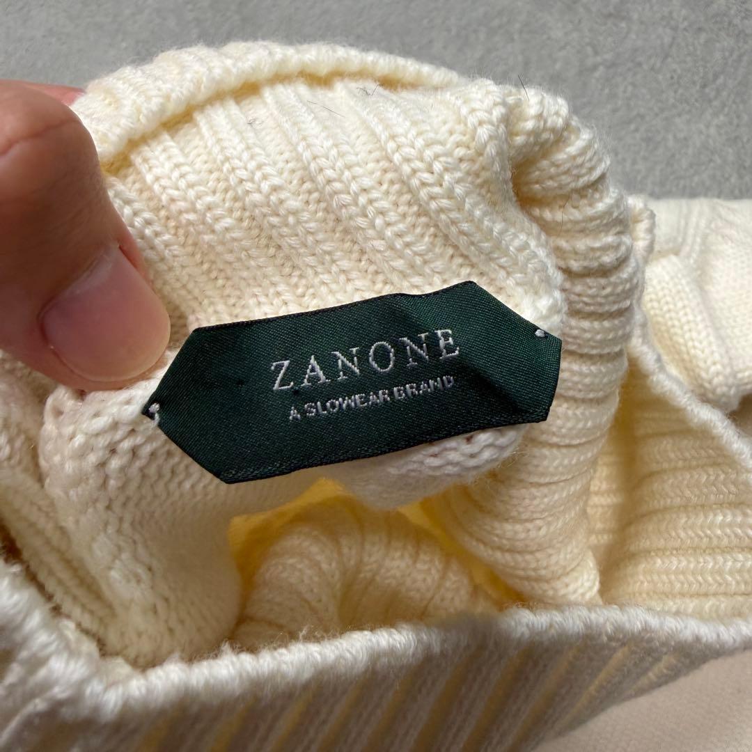 ザノーネ　5ゲージ　タートルネック　ニット　48サイズ　アイボリー