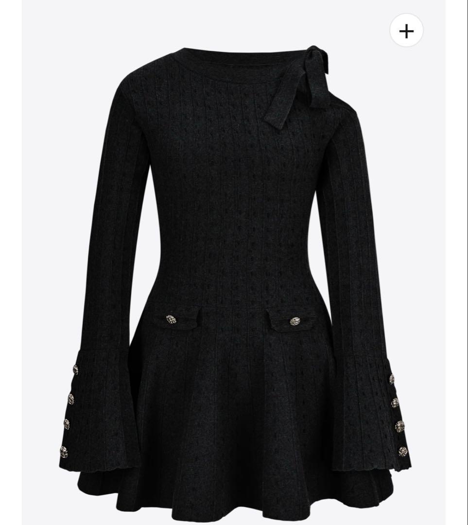 ワンピース ANDWANG Ribbon Flare Line Mini Dress