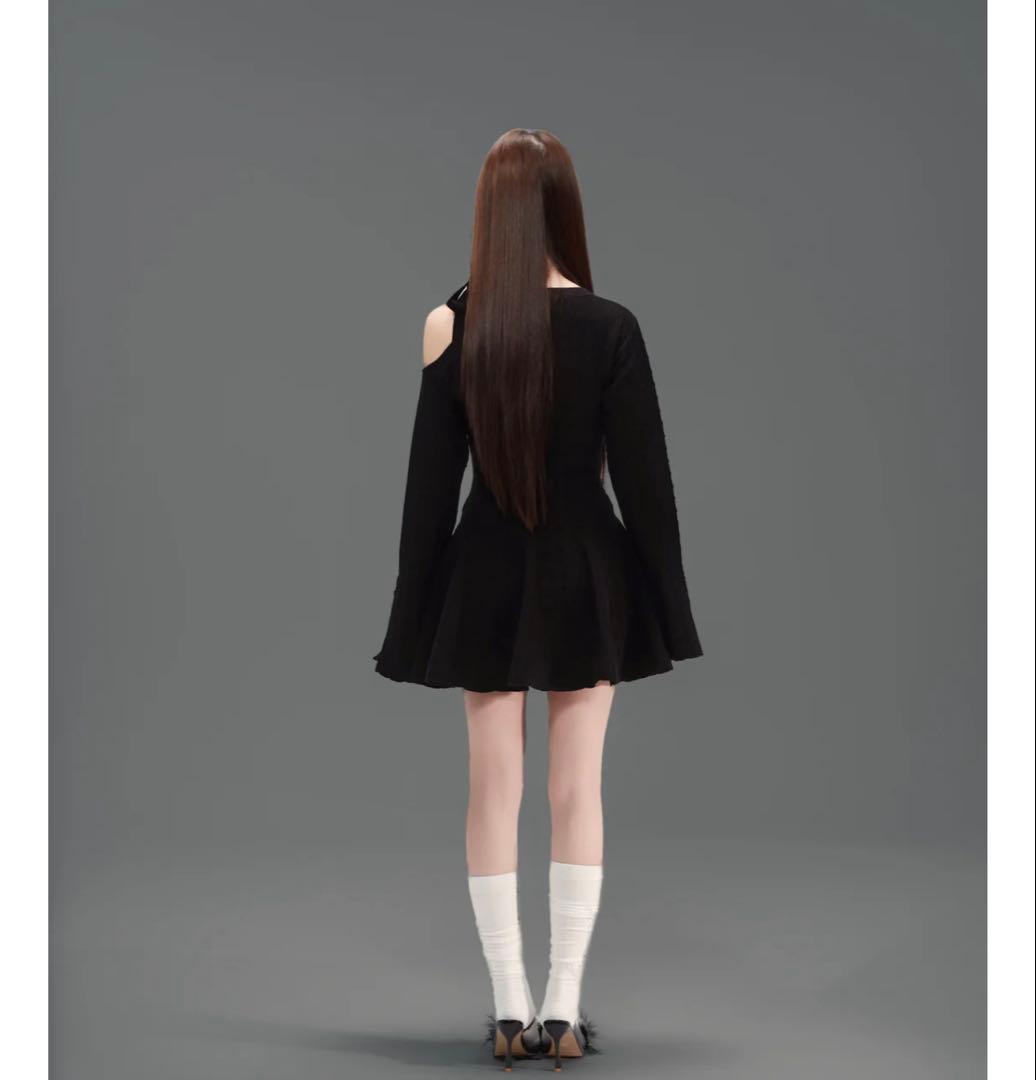 ワンピース ANDWANG Ribbon Flare Line Mini Dress