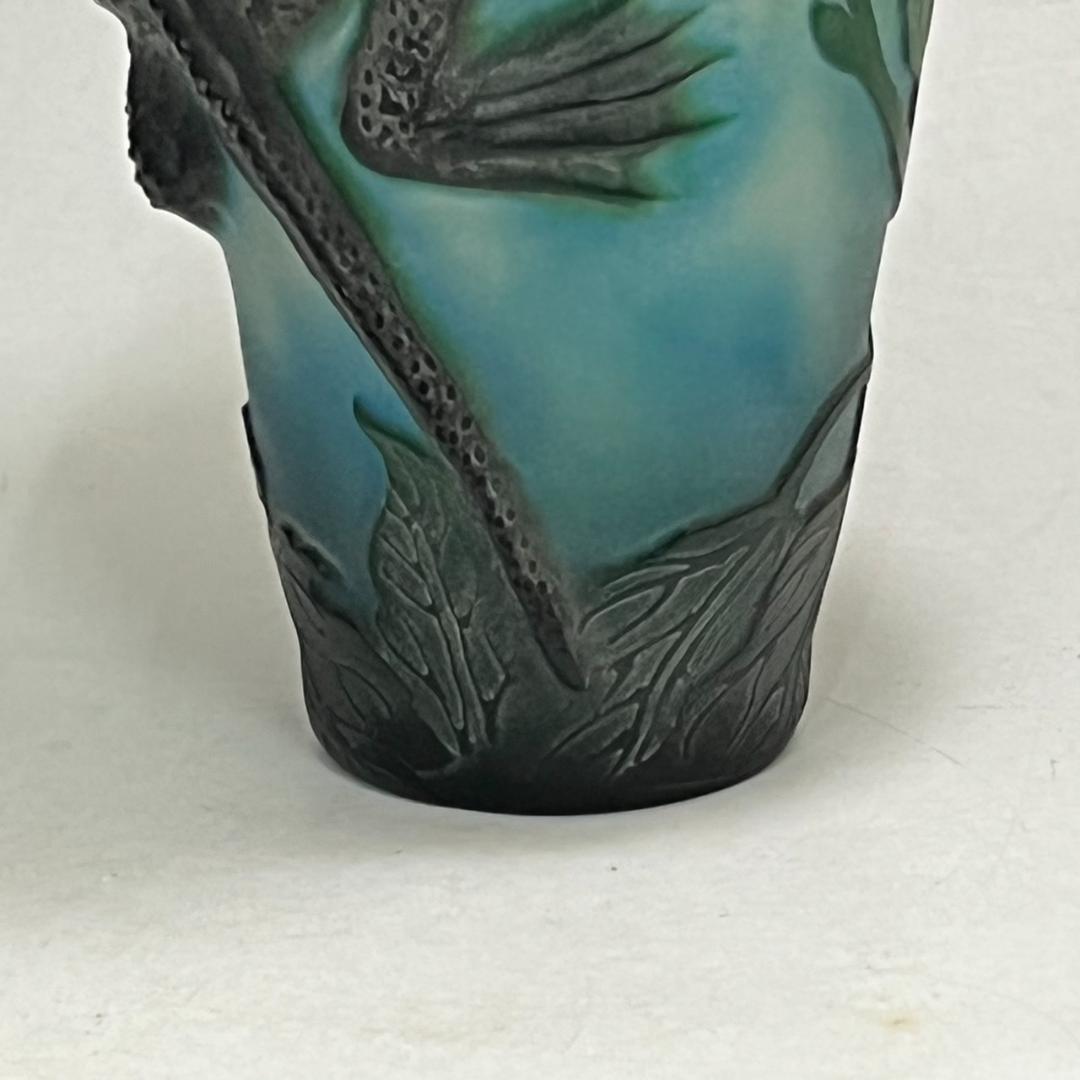 エミール　ガレ風　花瓶　被せガラス　蜥蜴紋　　 高さ30ｃｍ